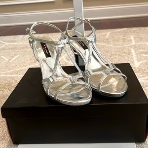 Nina Baby Glitter Baylyn Silver Sandals Heels Size 10